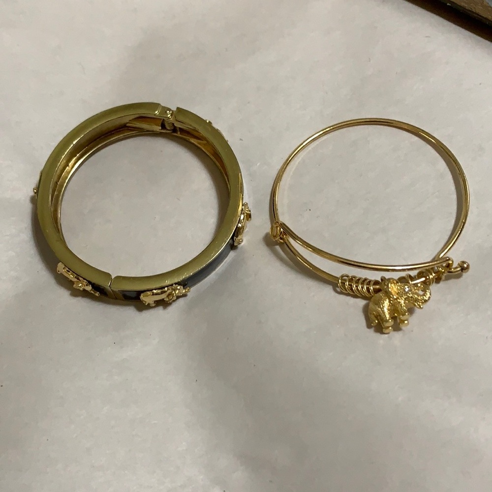 Elephant Themed Bracelets Gold Toned Pre Owned